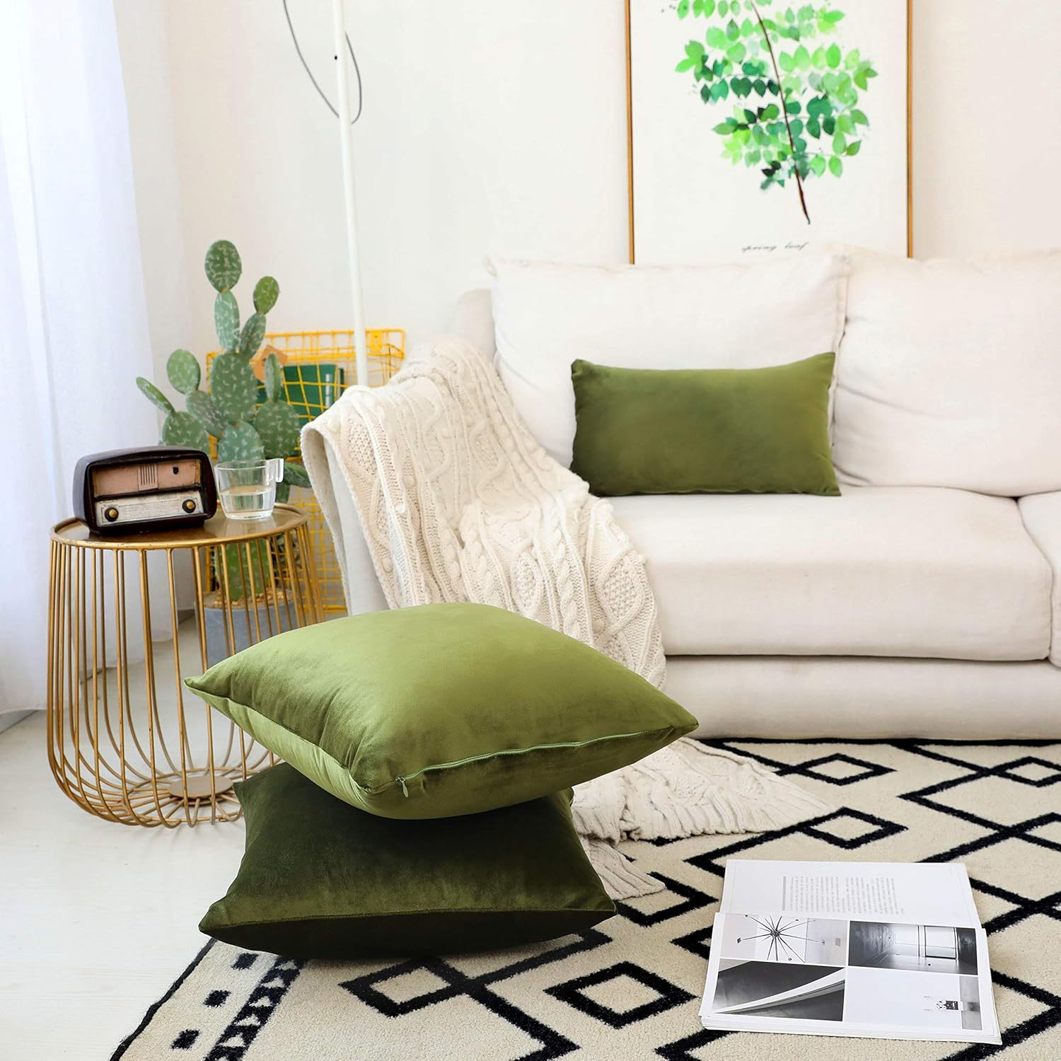 Green Spring Pillow Covers 18X18 Velvet Throw Pillow Covers Decorative Throw Pil