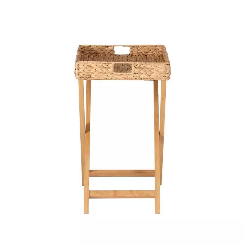Halina 23.75 In. Natural Rectangle Hyacinth Top Folding End Table with Removable