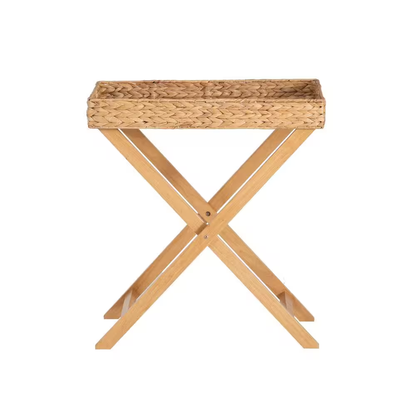 Halina 23.75 In. Natural Rectangle Hyacinth Top Folding End Table with Removable