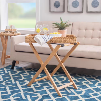 Halina 23.75 In. Natural Rectangle Hyacinth Top Folding End Table with Removable