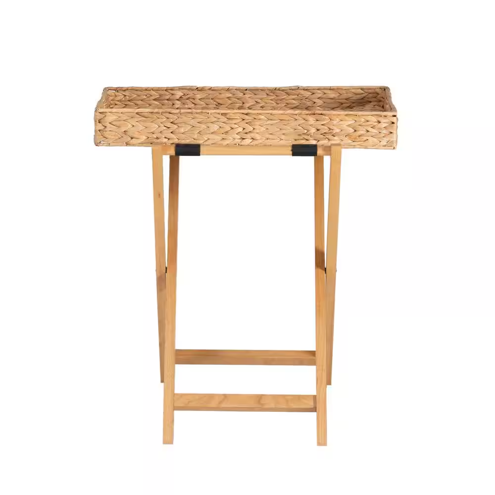 Halina 23.75 In. Natural Rectangle Hyacinth Top Folding End Table with Removable