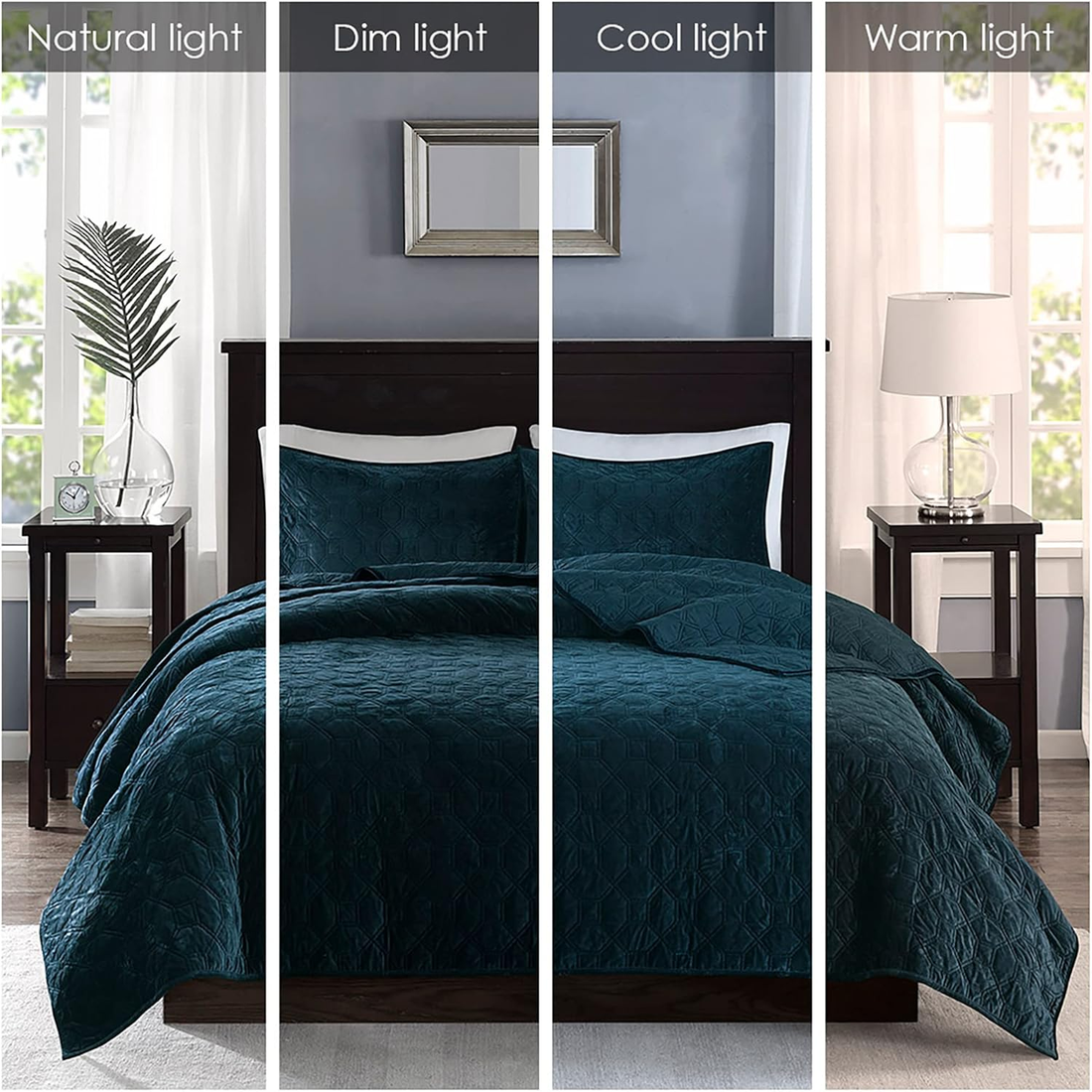 Harper Quilt Set Velvet Casual Geometric Stitching Design All Season, Lightweigh