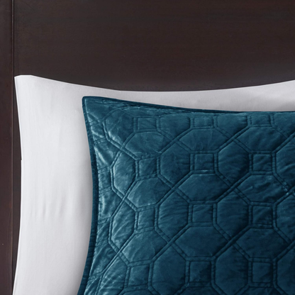 Harper Quilt Set Velvet Casual Geometric Stitching Design All Season, Lightweigh