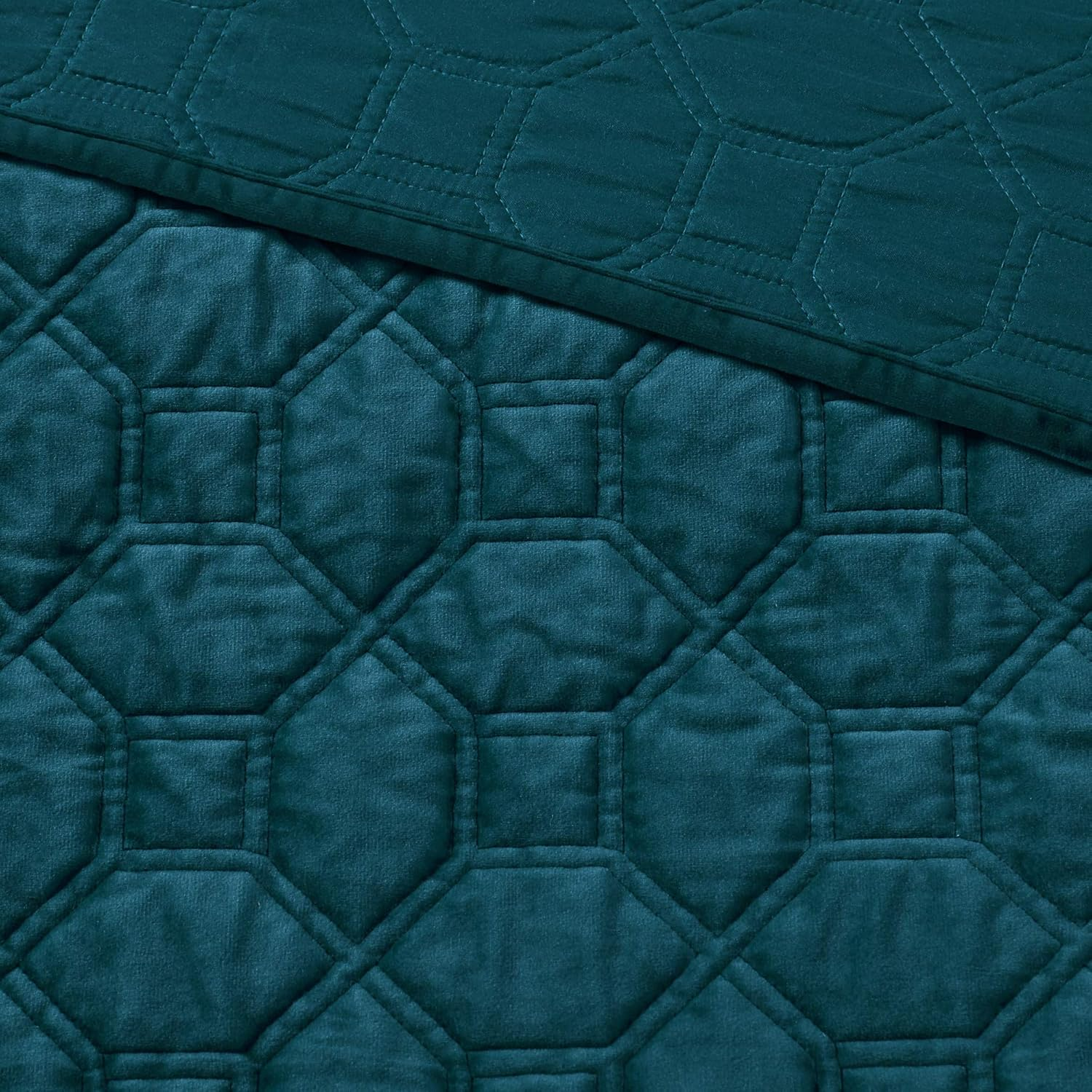 Harper Quilt Set Velvet Casual Geometric Stitching Design All Season, Lightweigh