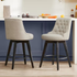 Haynes 26 In. Tan High Back Metal Swivel Counter Stool with Fabric Seat (Set of 