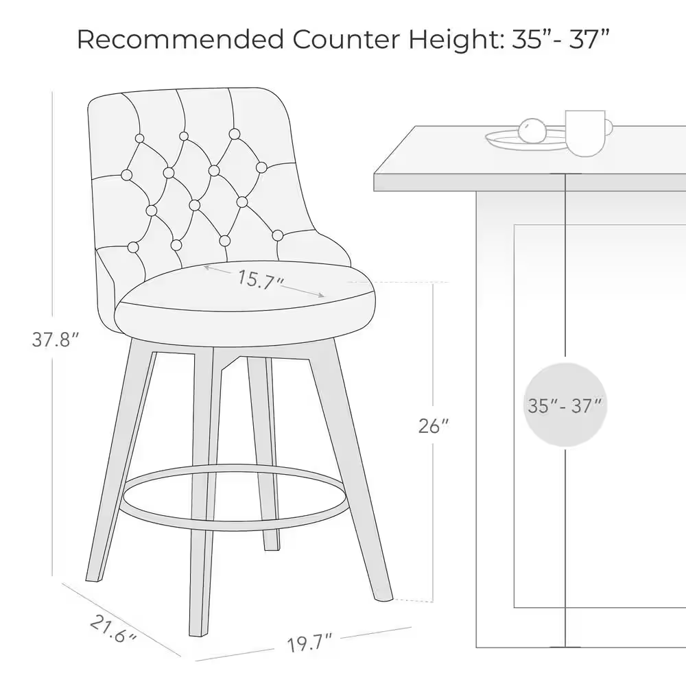 Haynes 26 In. Tan High Back Metal Swivel Counter Stool with Fabric Seat (Set of 