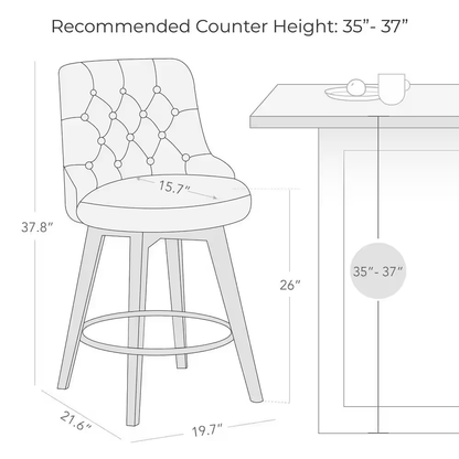 Haynes 26 In. Tan High Back Metal Swivel Counter Stool with Fabric Seat (Set of 