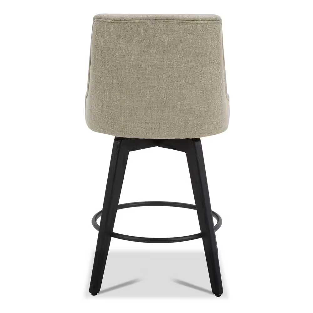 Haynes 26 In. Tan High Back Metal Swivel Counter Stool with Fabric Seat (Set of 
