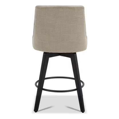 Haynes 26 In. Tan High Back Metal Swivel Counter Stool with Fabric Seat (Set of 