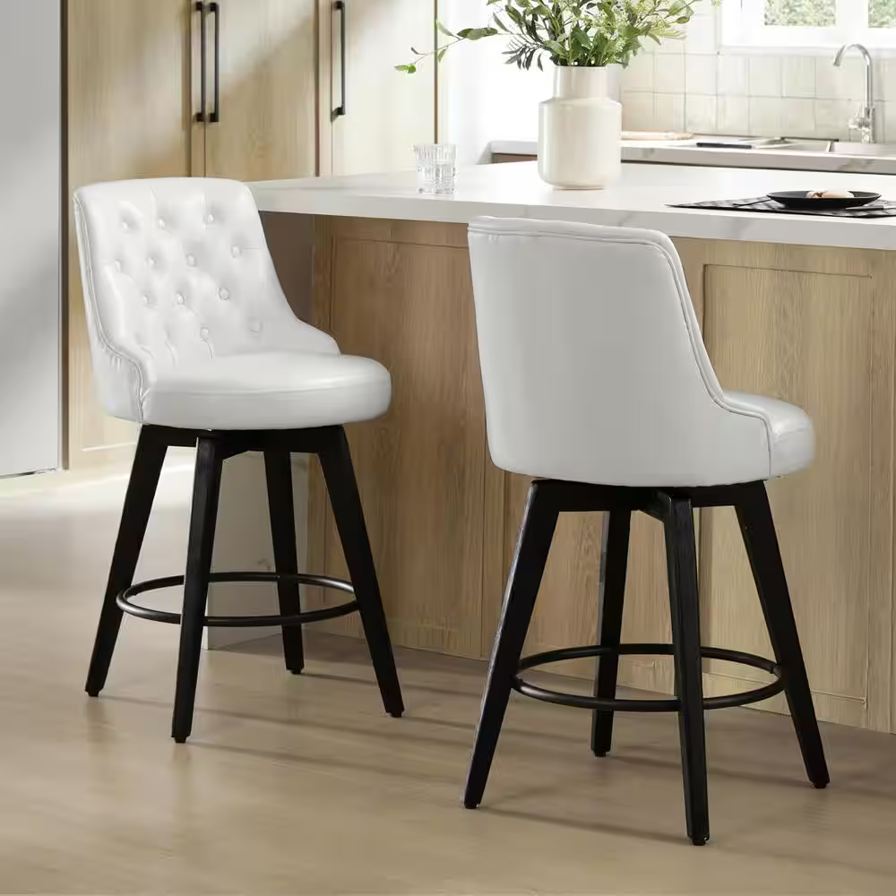 Haynes 26 In. White High Back Metal Counter Stool with Fabric Seat