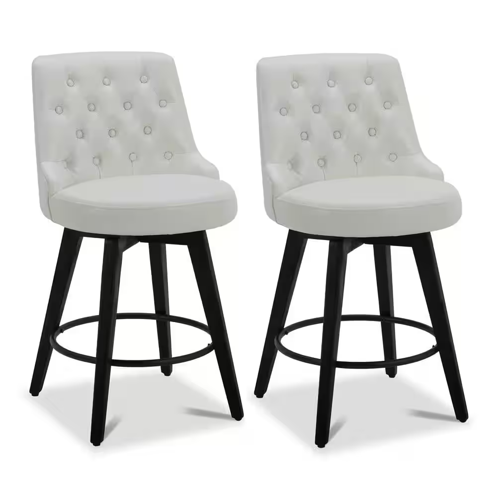 Haynes 26 In. White High Back Metal Counter Stool with Fabric Seat