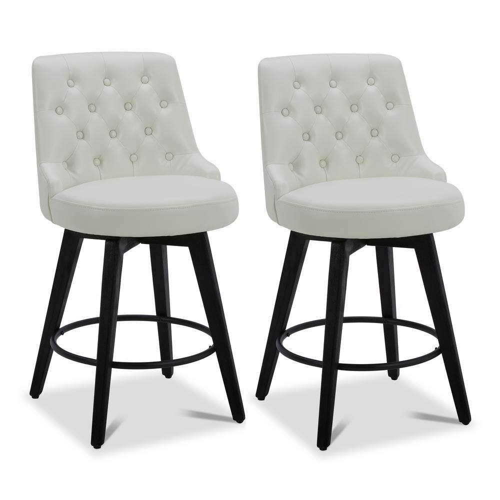 Haynes 26 In. White High Back Metal Counter Stool with Fabric Seat