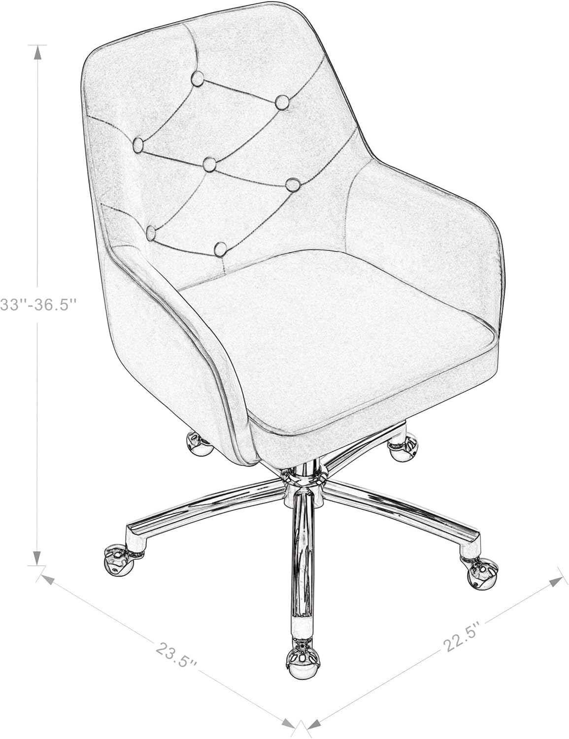 Home Office Chair, White Cute Modern Desk Chair Velvet Tufted Vanity Chair Uphol