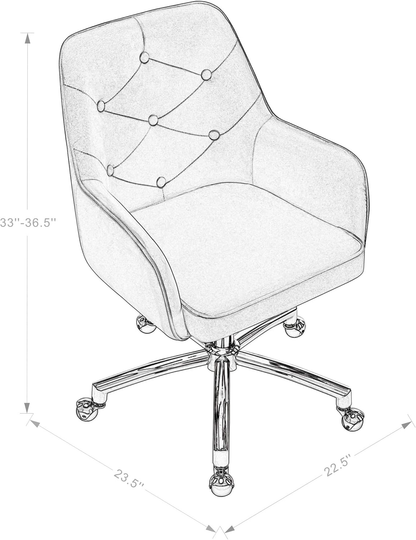 Home Office Chair, White Cute Modern Desk Chair Velvet Tufted Vanity Chair Uphol