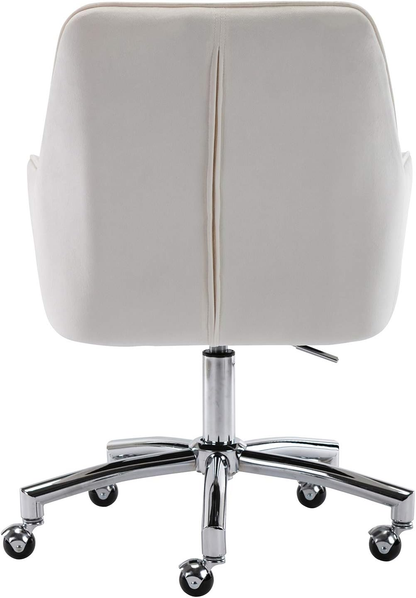 Home Office Chair, White Cute Modern Desk Chair Velvet Tufted Vanity Chair Uphol