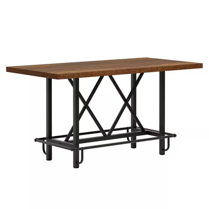 Kearsten Rustic Brown 35.43 In. Counter Height Bar Table, Narrow Long Bar Table 