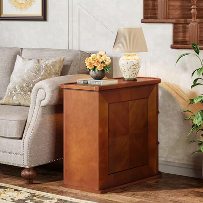 Kerlin 10.8 In. Walnut Rectangular Real Wood End Table with 3-Drawer, No Assembl