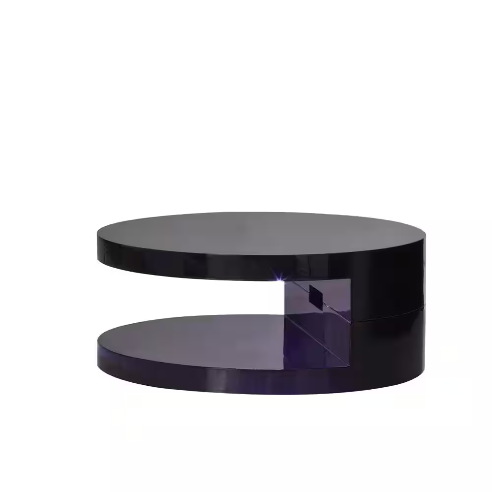 LA VILLINO Modern Euro Coffee Table with Remote Multi-Colors LED Light, Glossy B