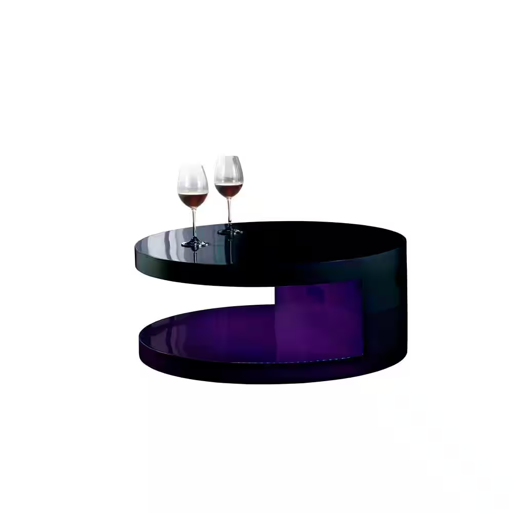 LA VILLINO Modern Euro Coffee Table with Remote Multi-Colors LED Light, Glossy B
