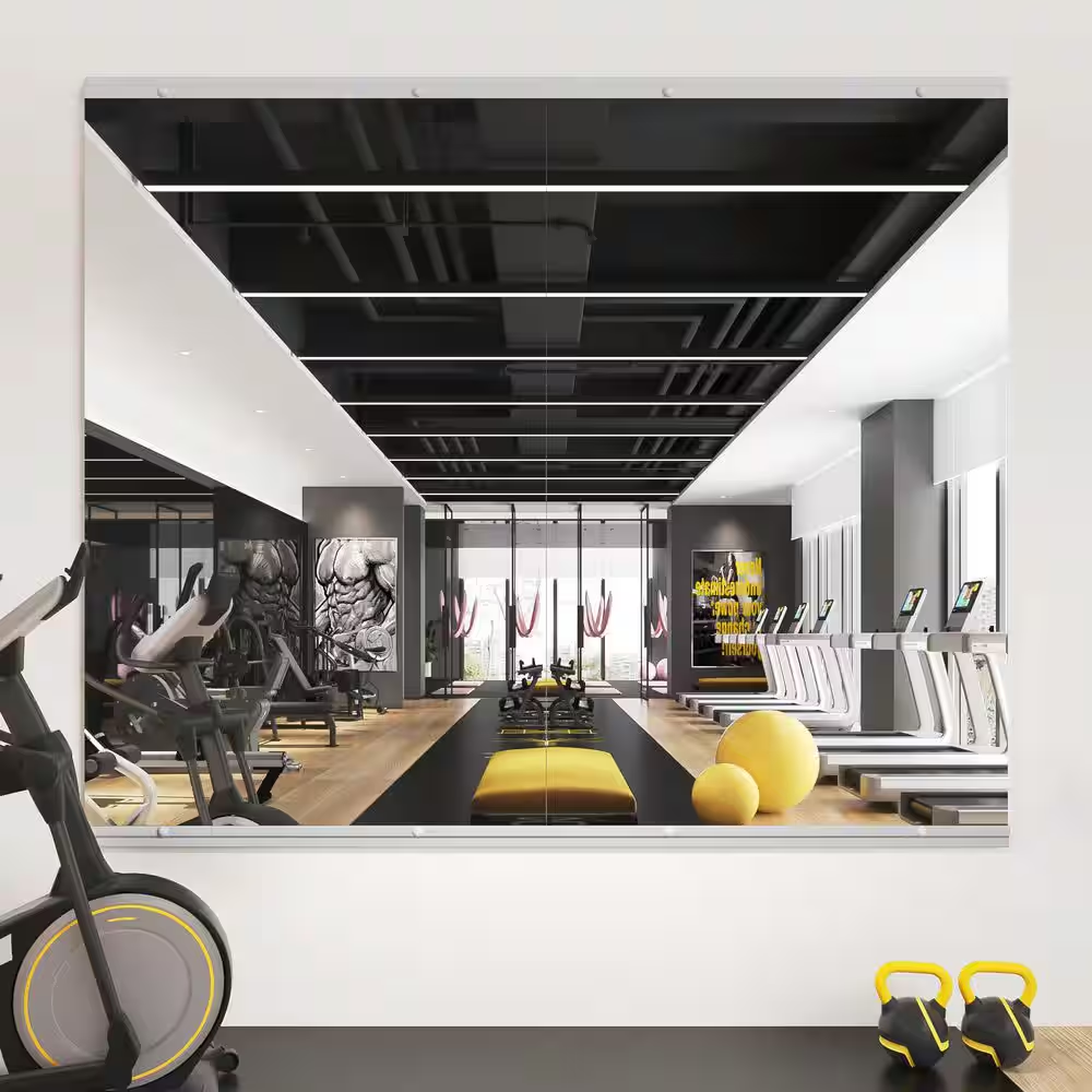 Large 2-Piece 48 In. W X 30 In. H Rectangle Framless Gym Mirror Yoga Mirror Temp