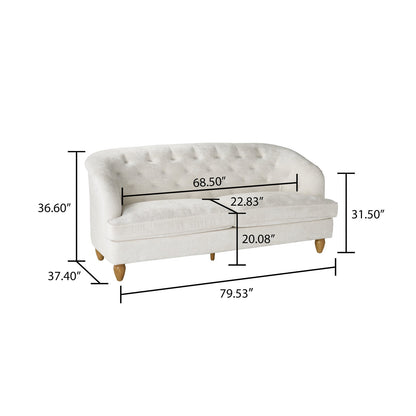 Laurel Tufted Sofa, Cream Velvet, 79.53 In