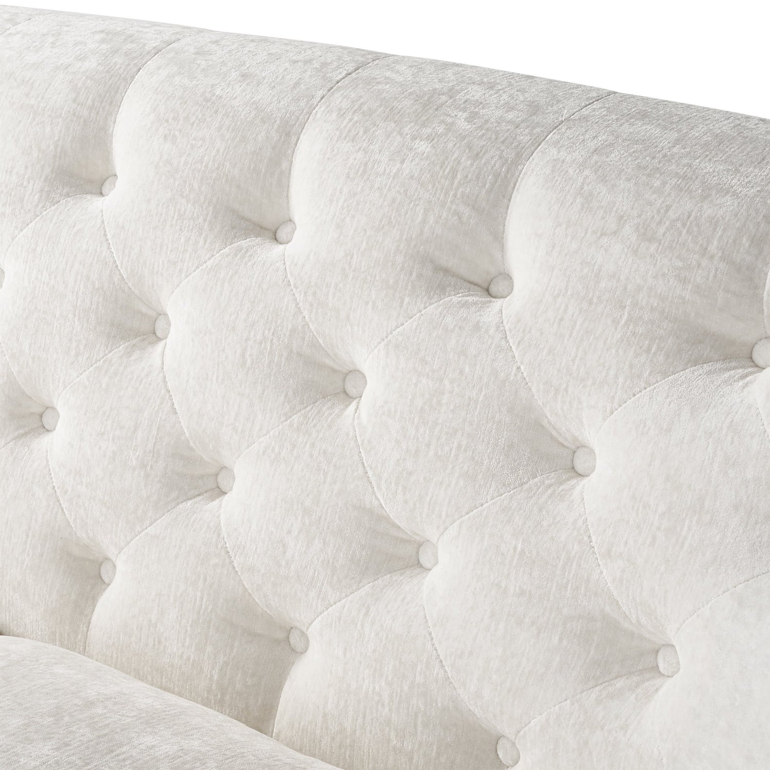 Laurel Tufted Sofa, Cream Velvet, 79.53 In