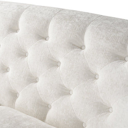 Laurel Tufted Sofa, Cream Velvet, 79.53 In