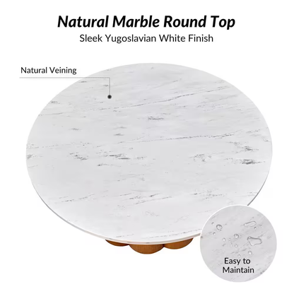 Liberto Walnut 36 In. W Modern Natural round Marble Coffee Table