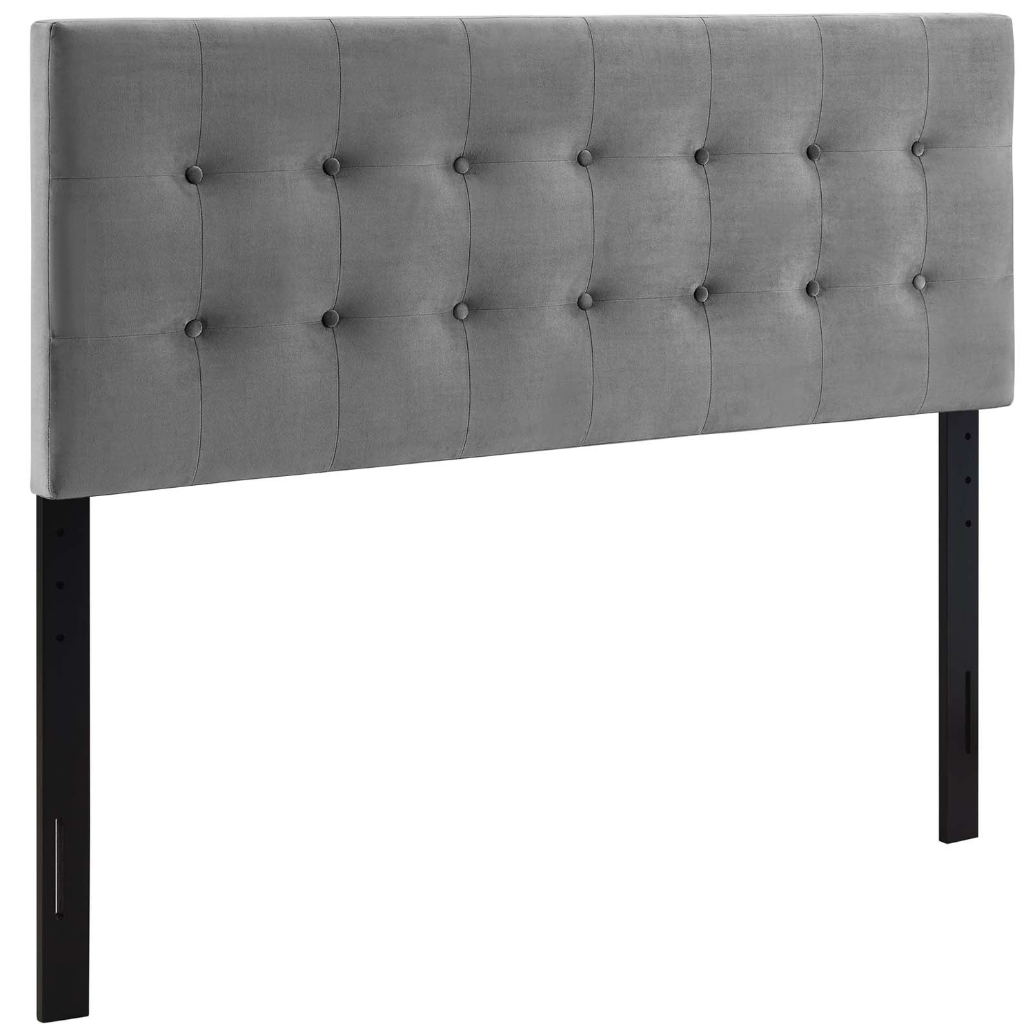 Lily Biscuit Tufted Twin Performance Velvet Headboard in Gray