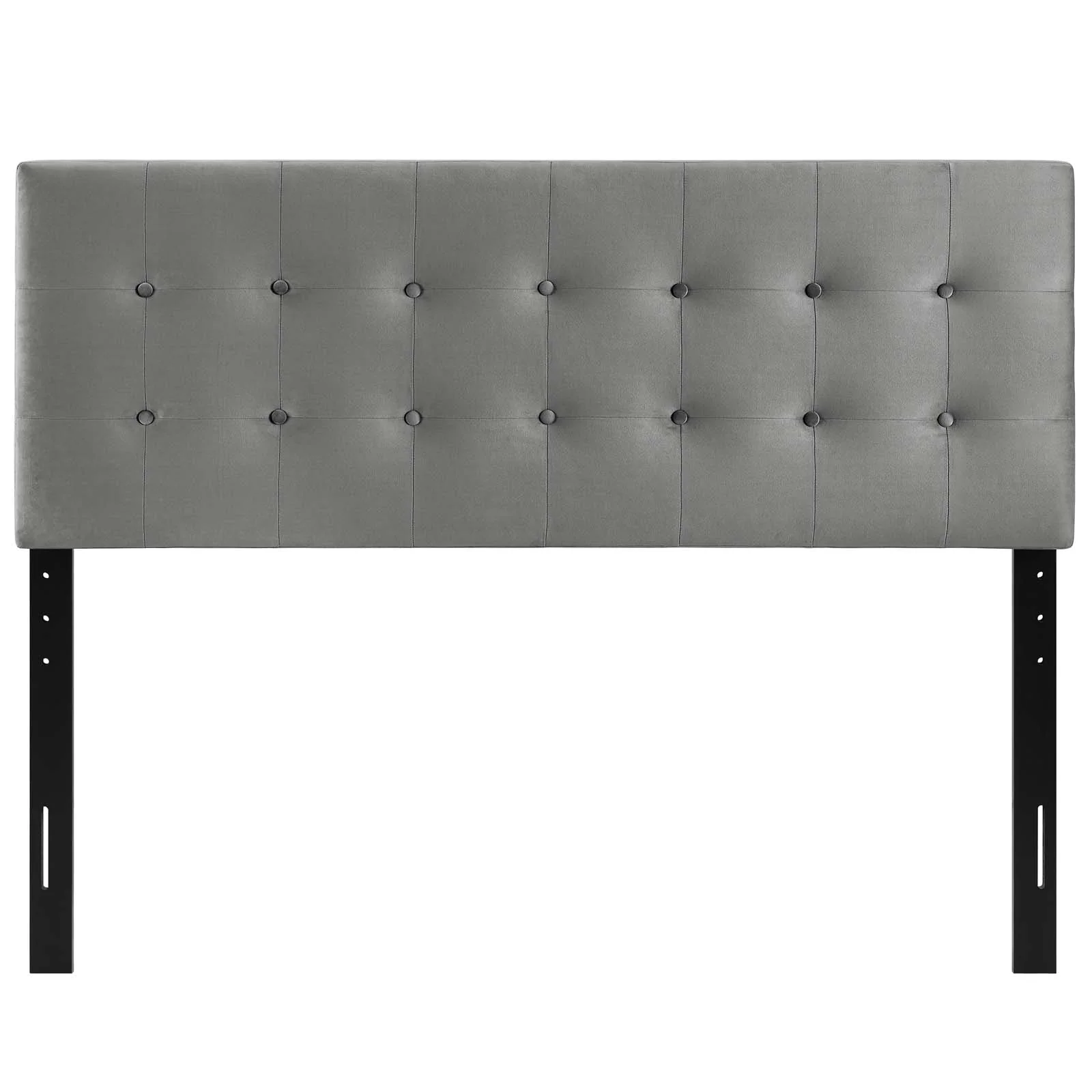 Lily Biscuit Tufted Twin Performance Velvet Headboard in Gray