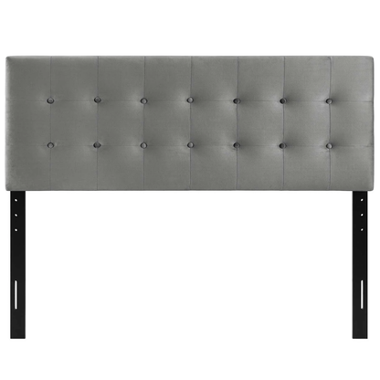 Lily Biscuit Tufted Twin Performance Velvet Headboard in Gray