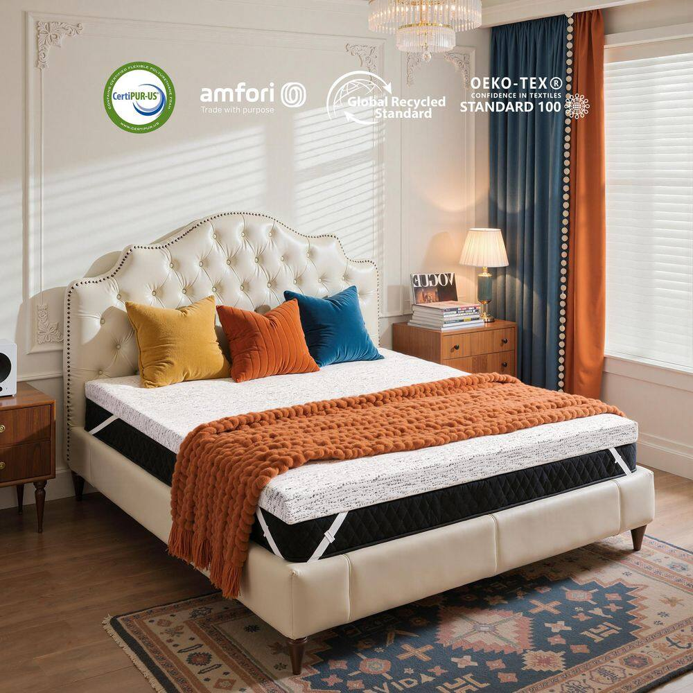 Medium 3 In. King Cooling Gel Memory Foam Mattress Topper, Skin-Friendly Fabric