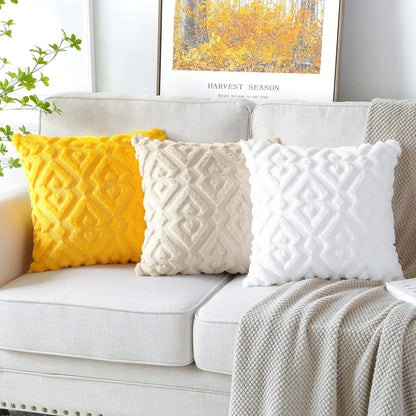 Pack of 2 Soft Plush Short Wool Velvet Decorative Throw Pillow Covers Luxury Sty