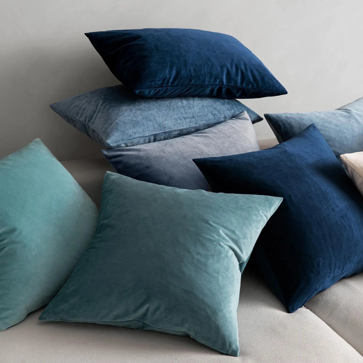 Pack of 2 Velvet Pillow Covers Decorative Square Pillowcase Soft Solid Dark Blue