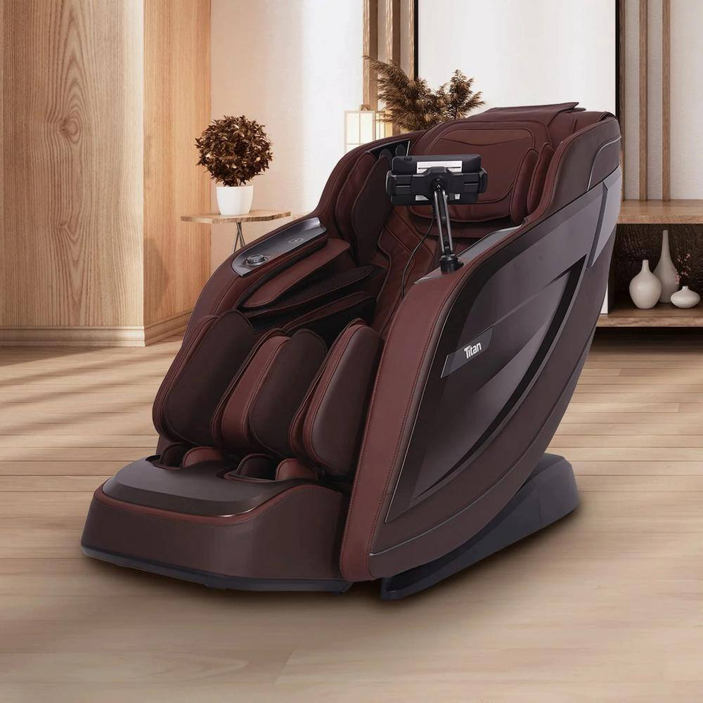 Pro 8500 MAX Series Brown Faux Leather Reclining 4D Massage Chair with Zero Grav