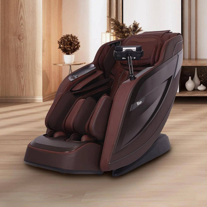 Pro 8500 MAX Series Brown Faux Leather Reclining 4D Massage Chair with Zero Grav