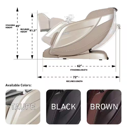 Pro 8500 MAX Series Brown Faux Leather Reclining 4D Massage Chair with Zero Grav