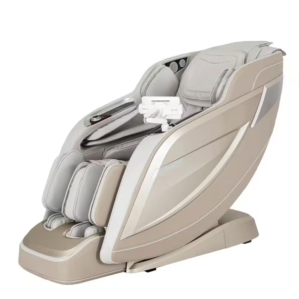 Pro 8500 MAX Series Taupe Faux Leather Reclining 4D Massage Chair with Zero Grav