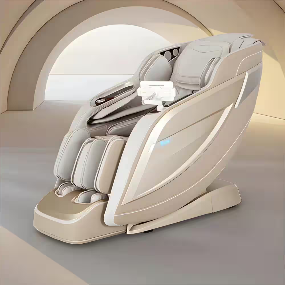 Pro 8500 MAX Series Taupe Faux Leather Reclining 4D Massage Chair with Zero Grav