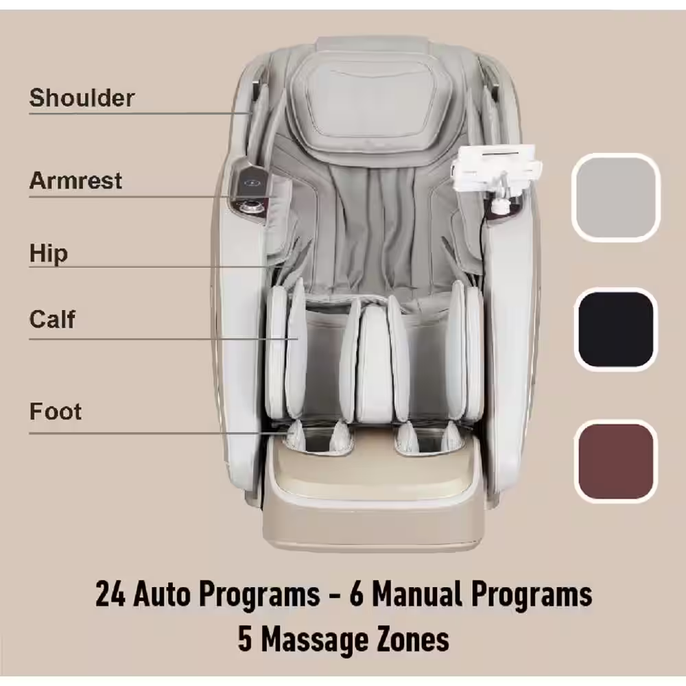 Pro 8500 MAX Series Taupe Faux Leather Reclining 4D Massage Chair with Zero Grav