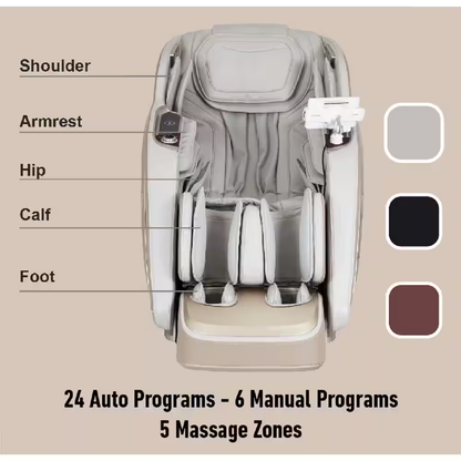Pro 8500 MAX Series Taupe Faux Leather Reclining 4D Massage Chair with Zero Grav