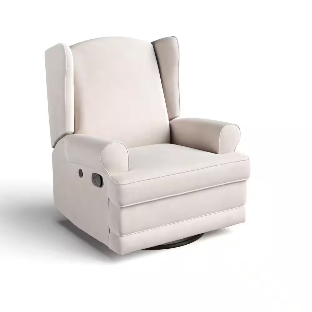 Serenity Ivory Polyester Swivel Glider Recliner with Rocking
