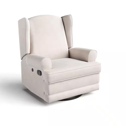 Serenity Ivory Polyester Swivel Glider Recliner with Rocking