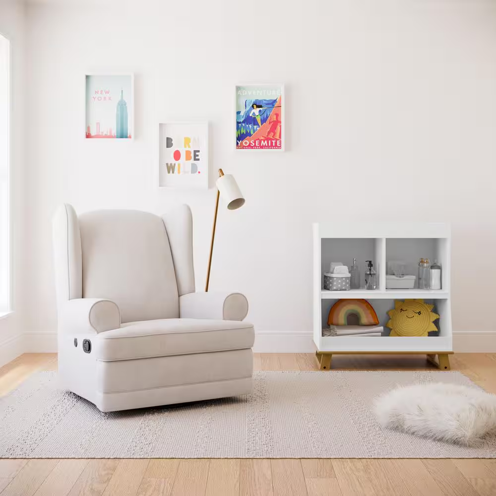 Serenity Ivory Polyester Swivel Glider Recliner with Rocking
