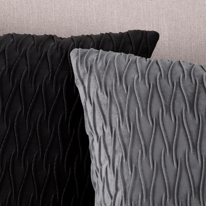 Set of 2 Super Soft Velvet Decorative Throw Pillow Covers 16X16 Inch Black Squar