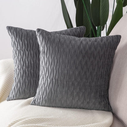 Set of 2 Super Soft Velvet Decorative Throw Pillow Covers 24X24 Inch Grey Square