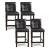 Set of 4-Bar Stools 25 In. Counter Height Barstool Pub Chair Rubber Wood Black