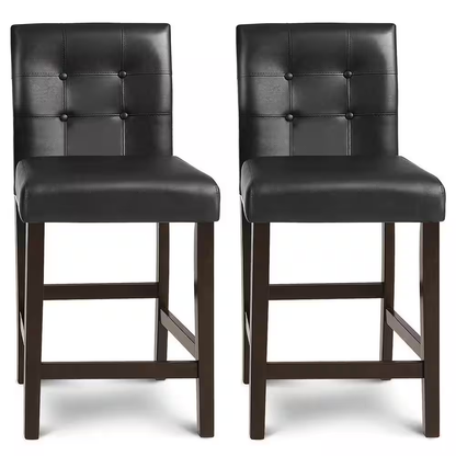Set of 4-Bar Stools 25 In. Counter Height Barstool Pub Chair Rubber Wood Black