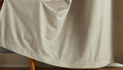 Soft Beige Velvet Damask Blackout Curtains, 84&quot; Length