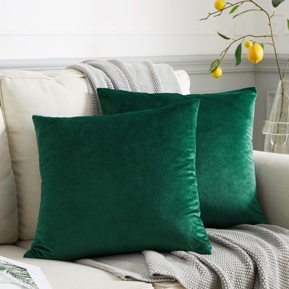Soft Velvet Throw Pillow Covers 18 X 18, Pack of 2 Decorative Solid Square Cushi